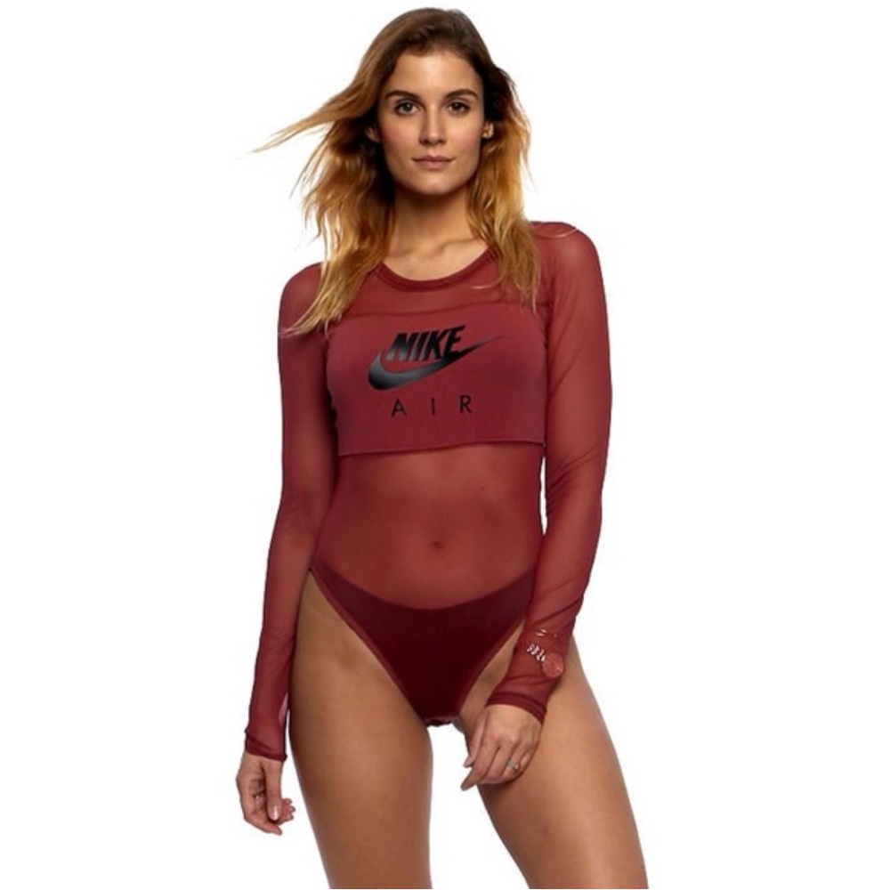 Nike Air Dark Coral Long Sleeve Mesh Bodysuit